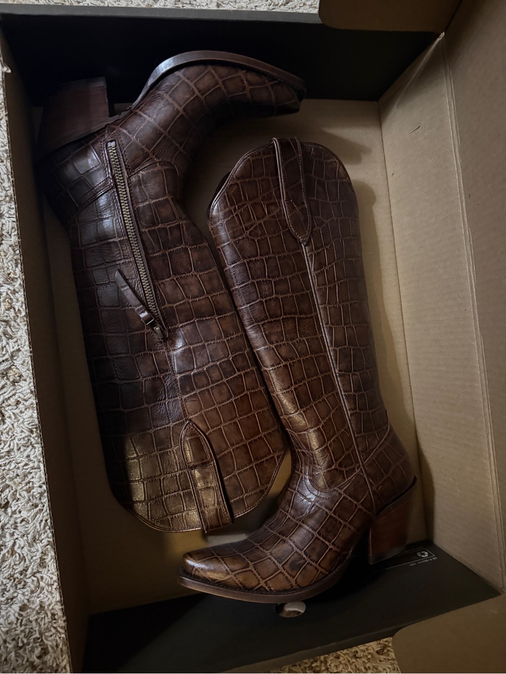 Ariat Luxe Espresso Croc Casanova Boots - Size 6 - New - Picture 11 of 11